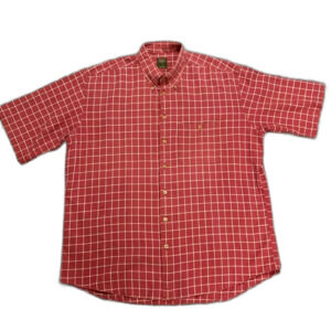 Scott Barber Red Windowpane Check Short Sleeve Button Down Shirt Size XL